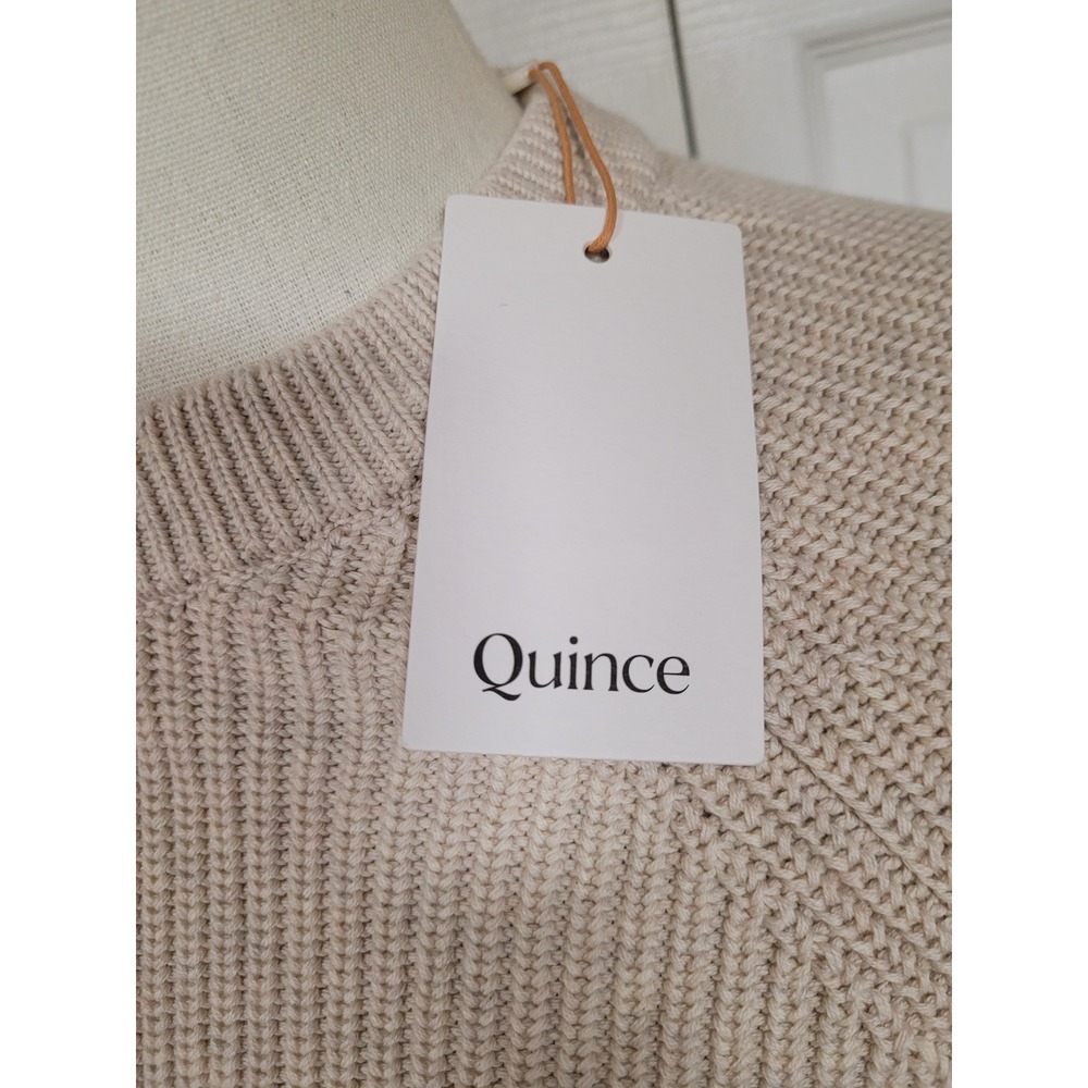 Quince Mens 100% Organic Cotton Fisherman Crew Neck Sweater Beige Oatmeal Size M - Picture 5 of 5